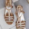 Micuir Sandalias Tacon Midi | Kora Trenzada Oro 3.5Cm